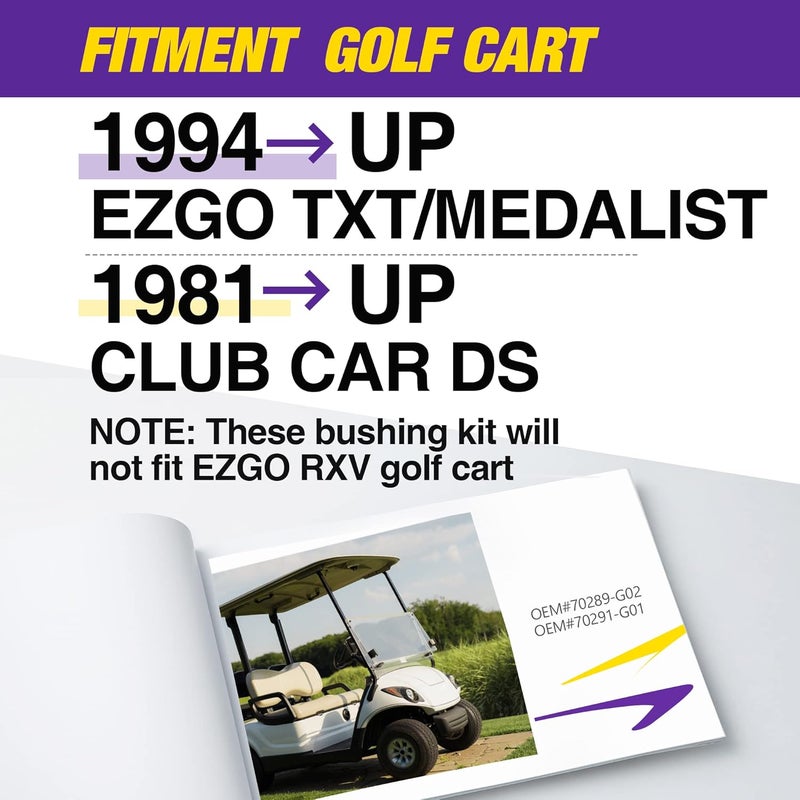 HOWBOW EZGO TXT Spring Bushing Kit, Golf Cart Leaf Spring Shackles Polyurethane Bushing Sleeve for 1994-Up EZGO TXT/Medalist and 1981-Up Club Car DS, Replace Parts OE 70289-G02 70291G-01 1015583 1012303 - Image 4